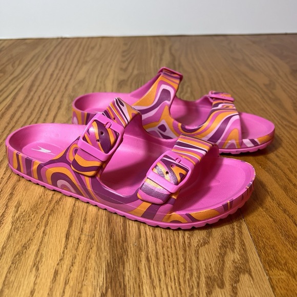 Crane Shoes - Women's Beach Slip On Shoes Pool Pink Double Strap Size 7 Women's EVA